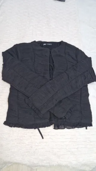 Chaqueta Zara Negra Texturizada