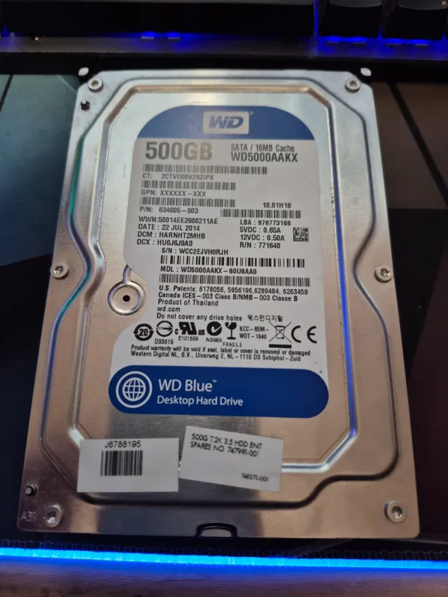 Disco Duro WD 500GB SATA 3.5 WD5000AAKX