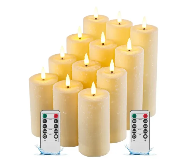 Juego de 12 Velas LED Beige con Control Remoto
