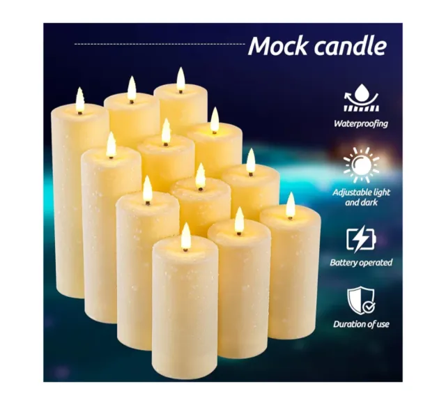 Juego de 12 Velas LED Beige con Control Remoto