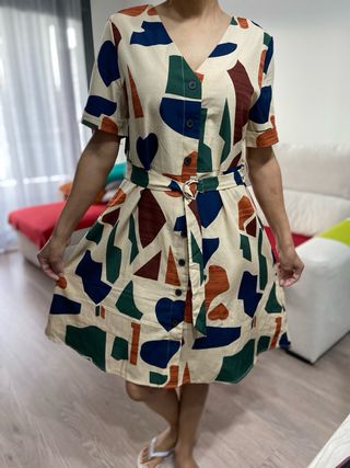 Vestido estampado geométrico mujer