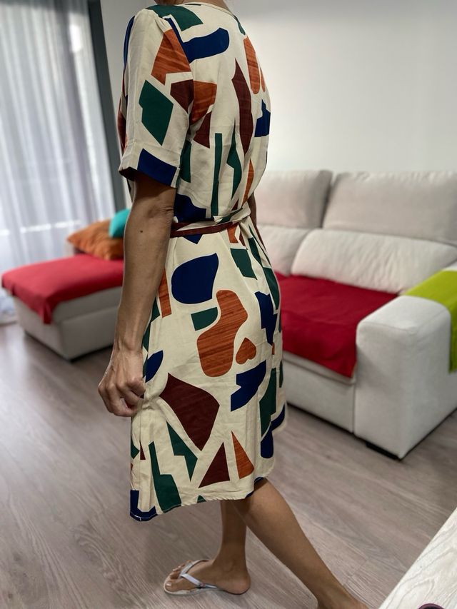 Vestido estampado geométrico mujer