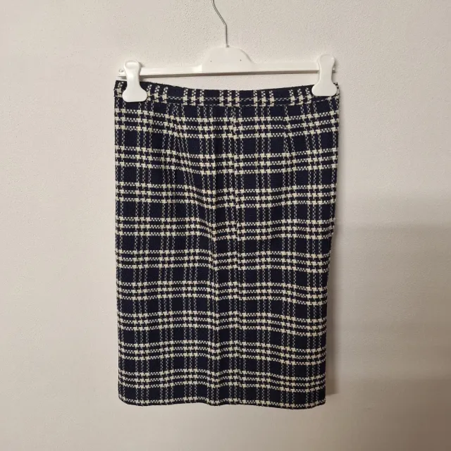 Gonna vintage  sartoriale a quadri bianchi e blu