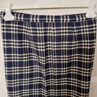 Gonna vintage  sartoriale a quadri bianchi e blu
