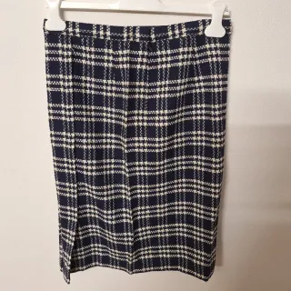 Gonna vintage  sartoriale a quadri bianchi e blu