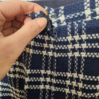 Gonna vintage  sartoriale a quadri bianchi e blu