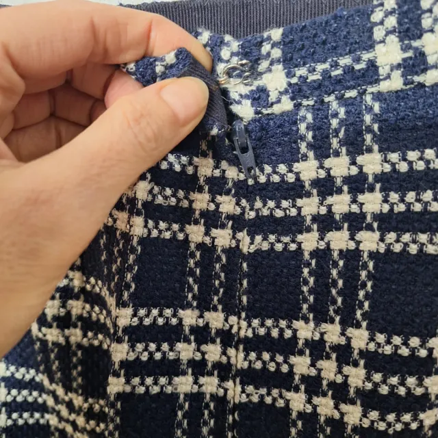 Gonna vintage  sartoriale a quadri bianchi e blu