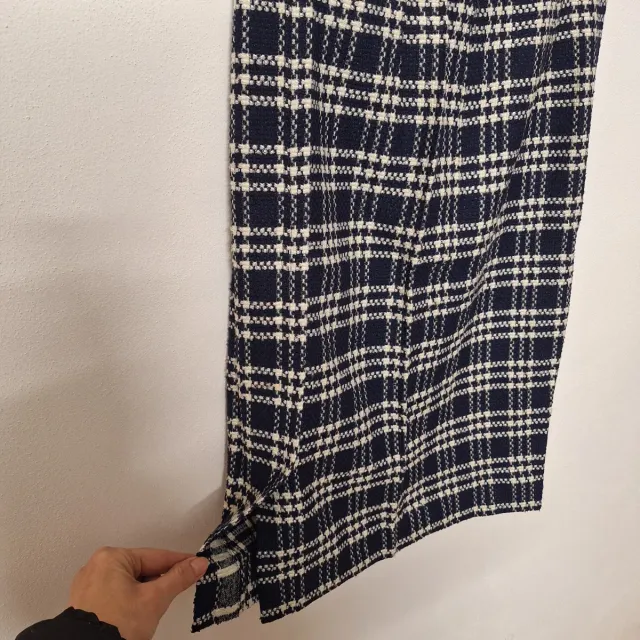 Gonna vintage  sartoriale a quadri bianchi e blu