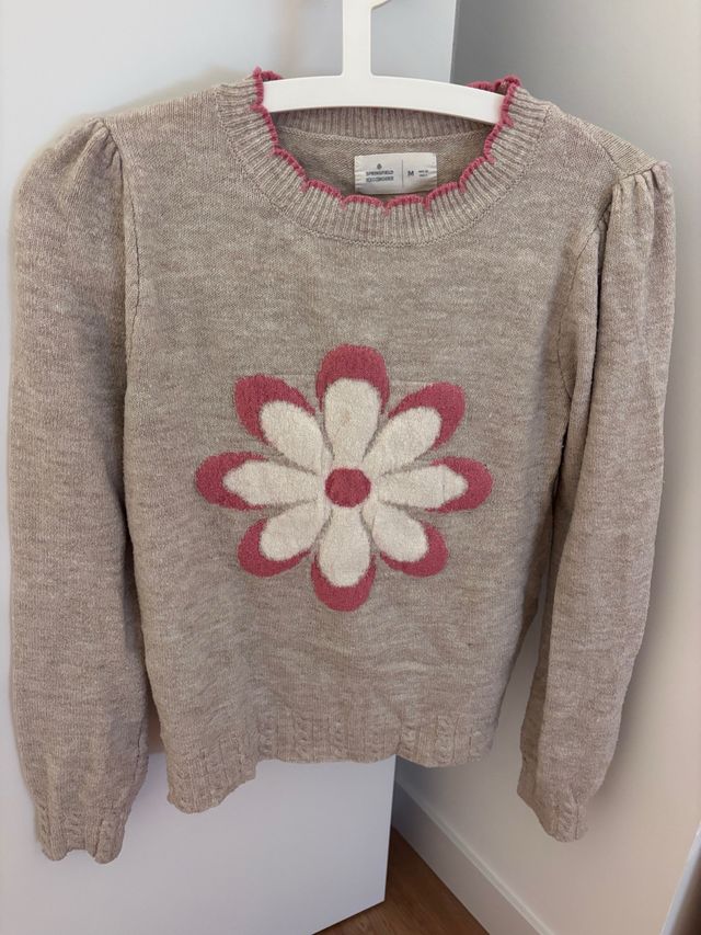 Jersey Springfield flor rosa beige M