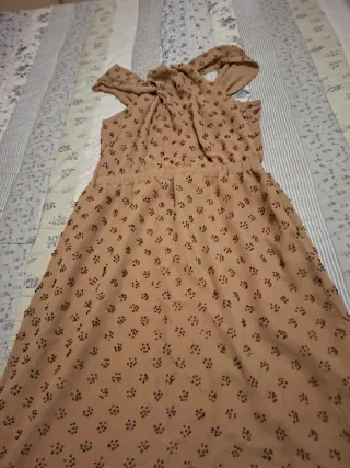 Vestido fiesta beige t.38