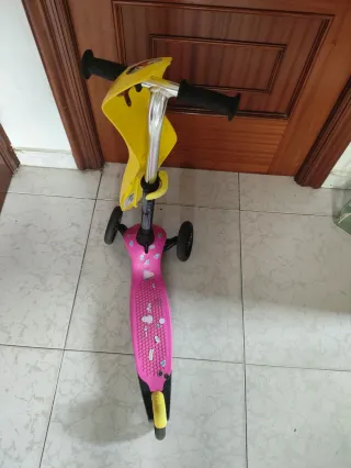 Patinete infantil 3 ruedas amarillo y rosa