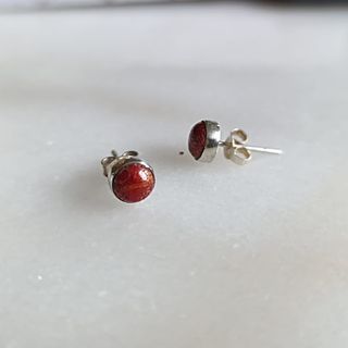 Pendientes Plata 925 Coral Rojo