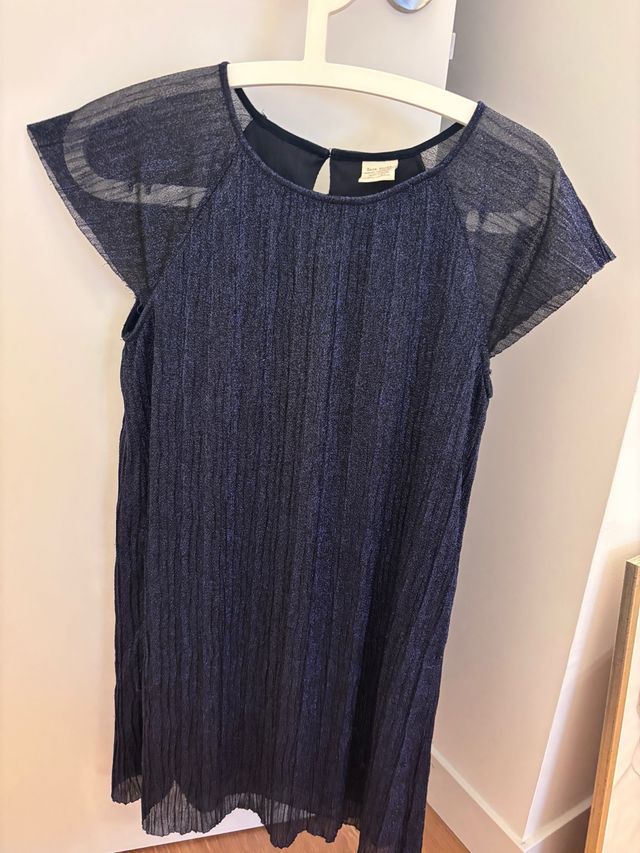 Vestido azul con brillo manga corta