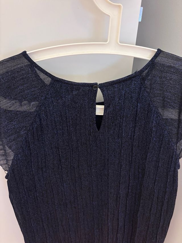 Vestido azul con brillo manga corta