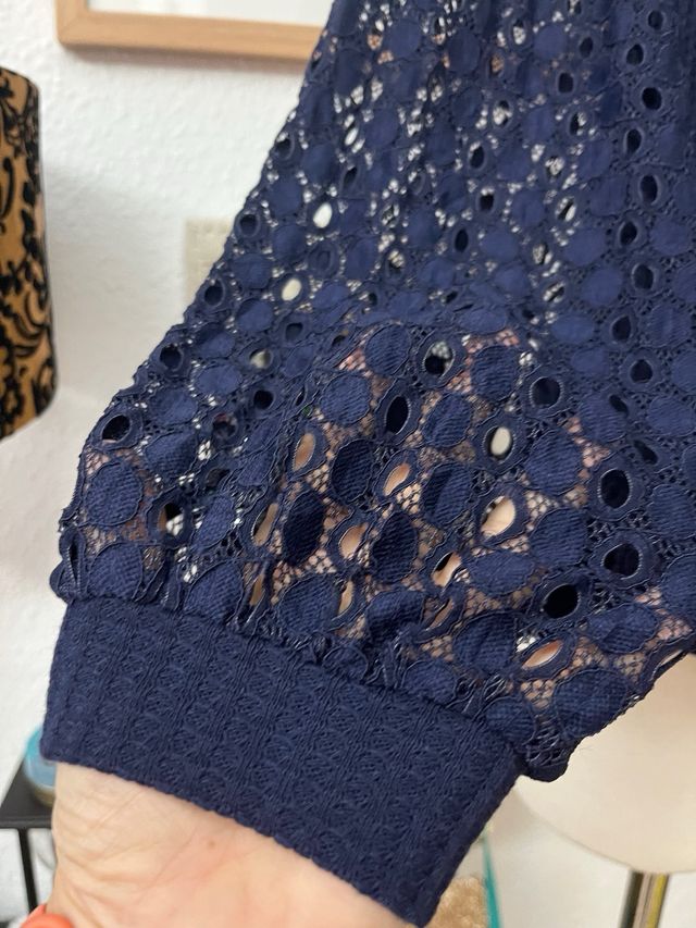 Camiseta azul marino encaje talla S