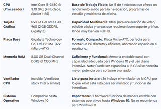 Kit PC Multimedia: i5-3450 / GTX 960 / 8GB RAM
