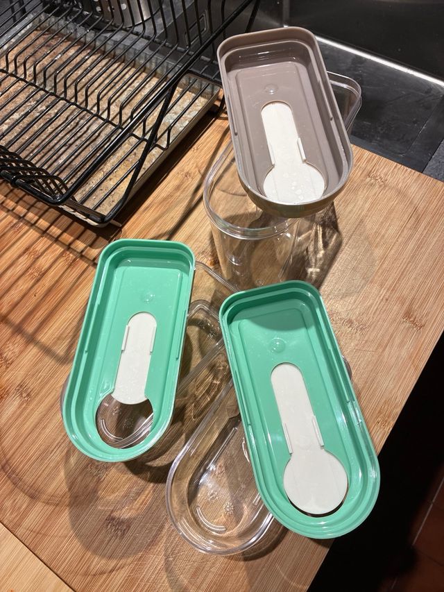 3 Potes de plástico de cozinha com tampa