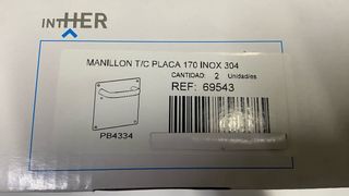 2 Tiradores puerta placa acero inoxidable Nuevo
