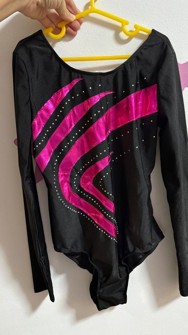 Maillot Gimnasia Niña Negro y Rosa T12
