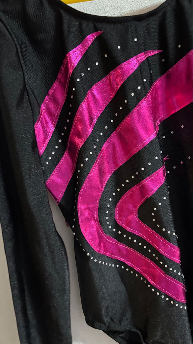 Maillot Gimnasia Niña Negro y Rosa T12