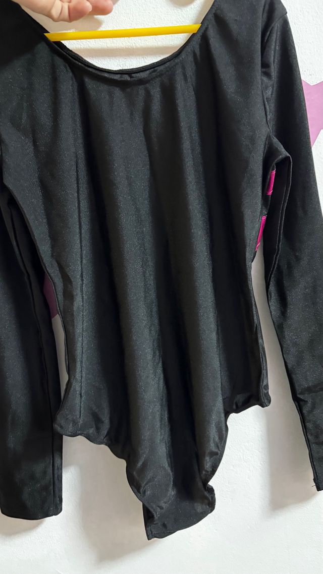 Maillot Gimnasia Niña Negro y Rosa T12