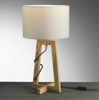 Lampada da tavolo legno e tessuto