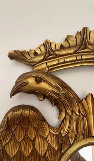 Espejo Antiguo Águila Bicéfala Madera Dorado