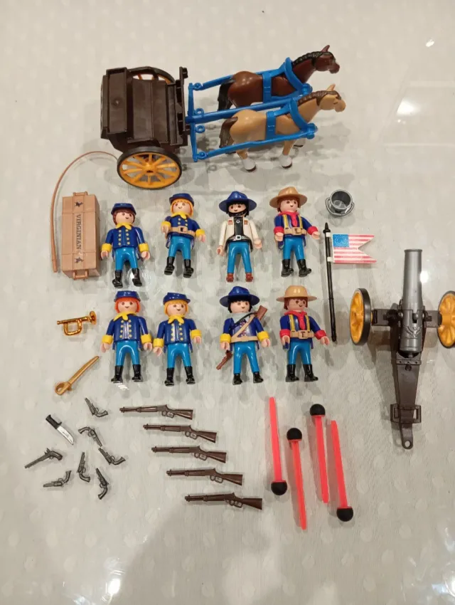 Lote Playmobil Soldados Nordistas con Carro