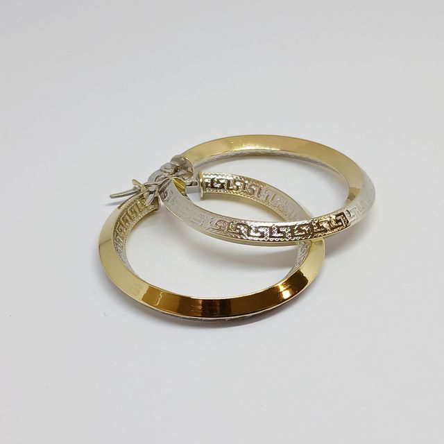 Pendientes Dos Oros 14k Aros Medianos Motivos