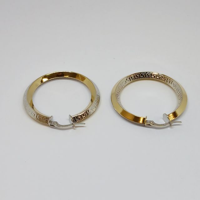 Pendientes Dos Oros 14k Aros Medianos Motivos