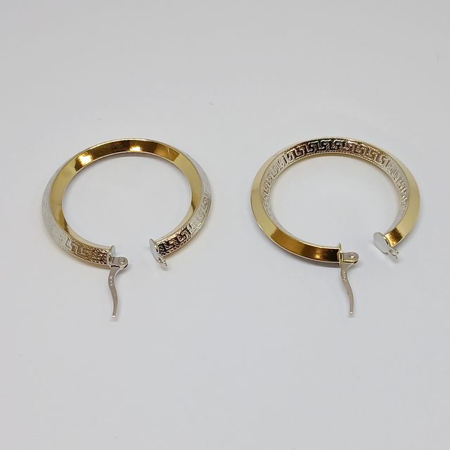 Pendientes Dos Oros 14k Aros Medianos Motivos