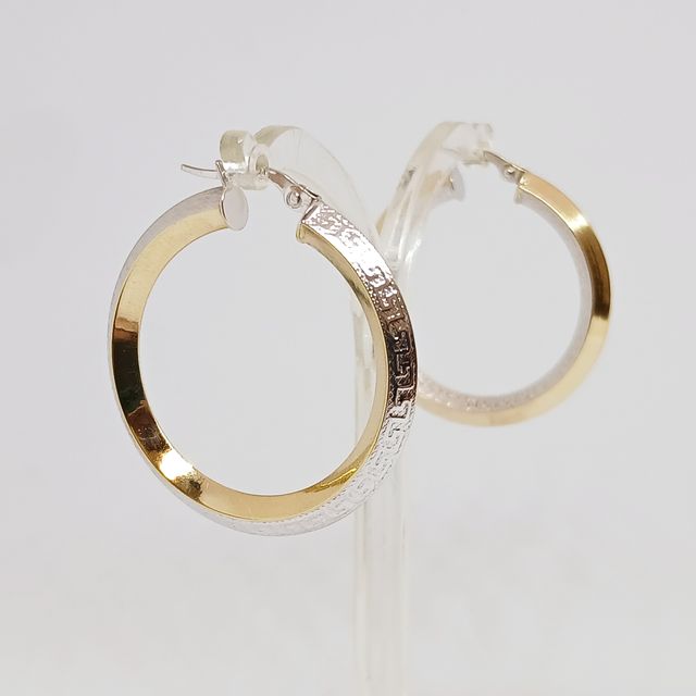 Pendientes Dos Oros 14k Aros Medianos Motivos