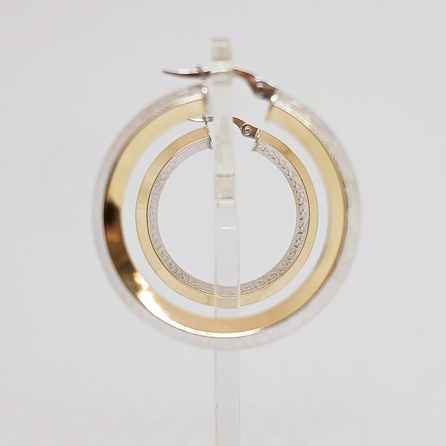 Pendientes Dos Oros 14k Aros Medianos Motivos