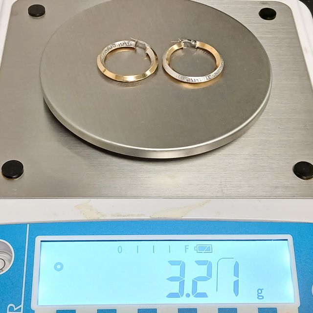 Pendientes Dos Oros 14k Aros Medianos Motivos