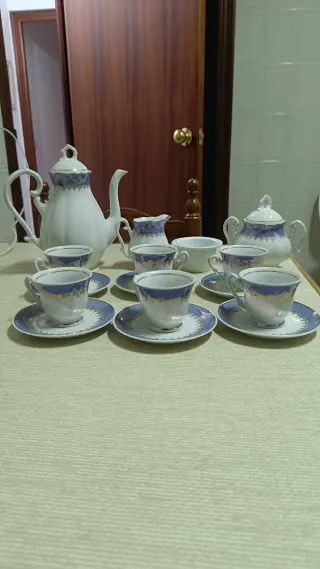 Juego de té porcelana azul y blanco