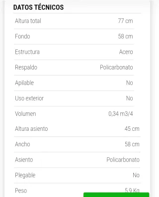 2 Sillas Diseño marca miss sb Policarbonato Verde