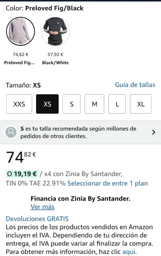 Sudadera Adidas Mujer Rosa Talla XS