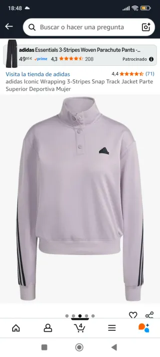 Sudadera Adidas Mujer Rosa Talla XS