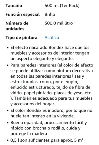 Pintura Bondex Nácar Zafiro Azul 0,5L
