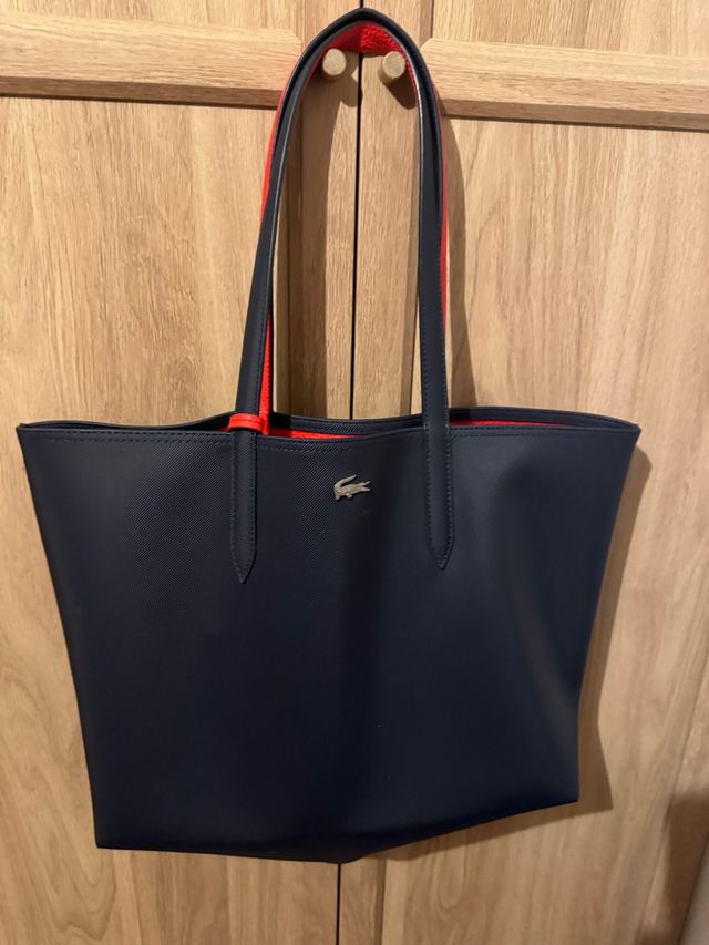 Bolso Tote Lacoste Piel Reversible Azul/Rojo