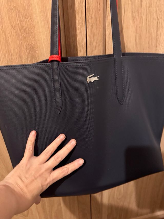 Bolso Tote Lacoste Piel Reversible Azul/Rojo