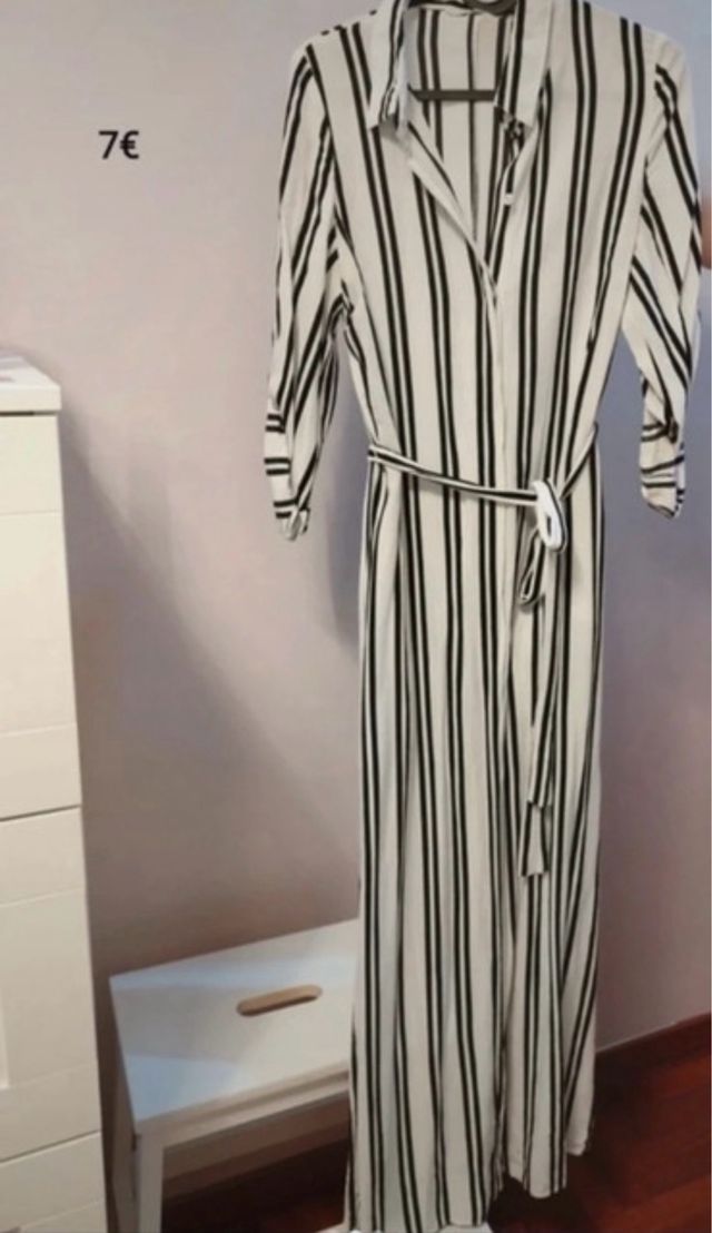 Vestido largo rayas blanco y negro
