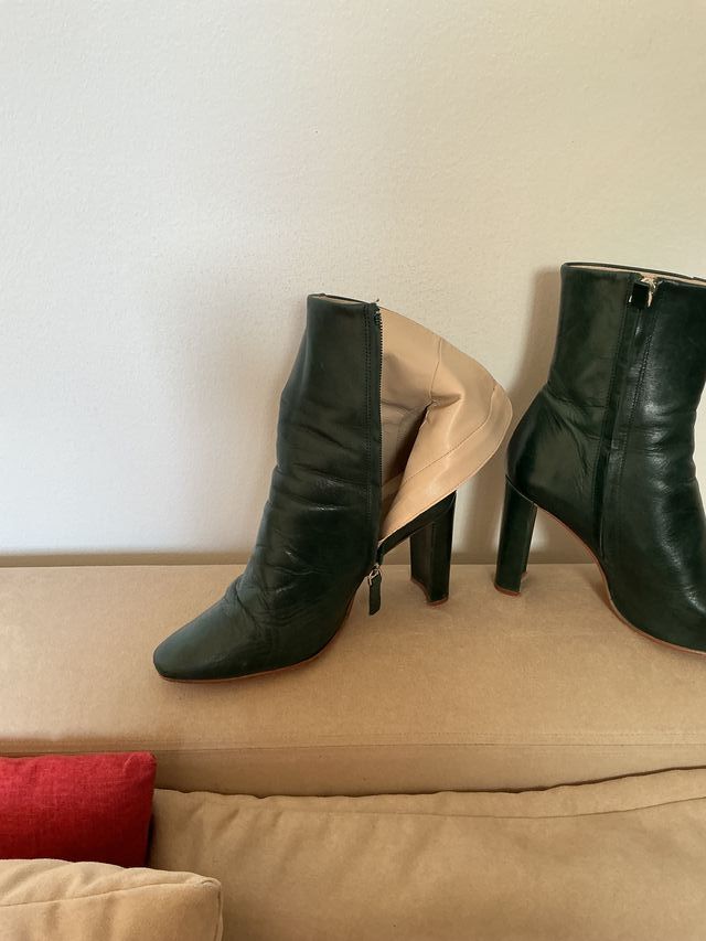 Botines de piel verde