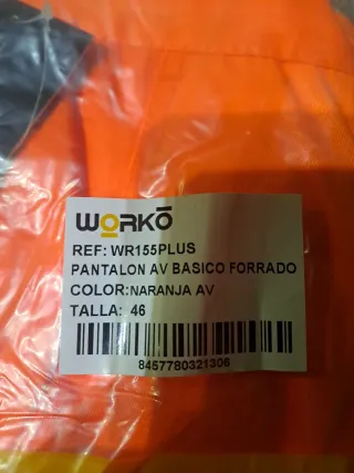 Pantalón WORKO Naranja Talla 46,con forro interior
