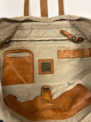 Borsa Campomaggi Beige con Stampa Rosa