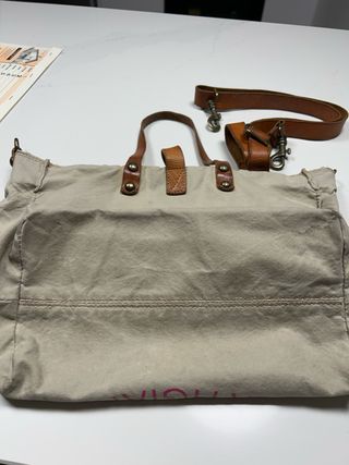Borsa Campomaggi Beige con Stampa Rosa
