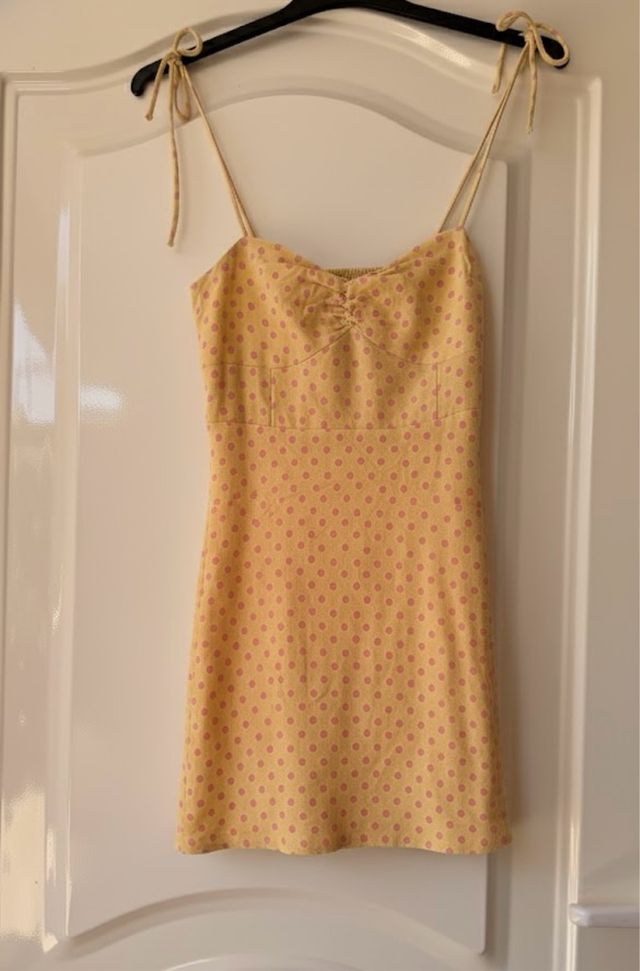 Vestido Mango lunares amarelo XXS