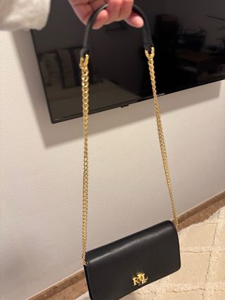 Bolso mini Ralph Lauren piel negro dorado.original