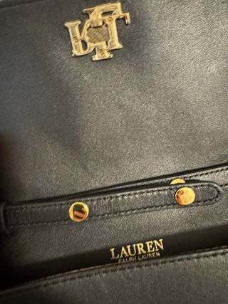 Bolso mini Ralph Lauren piel negro dorado.original