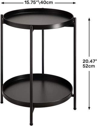 Mesa Lateral Redonda 2 Niveles Negra